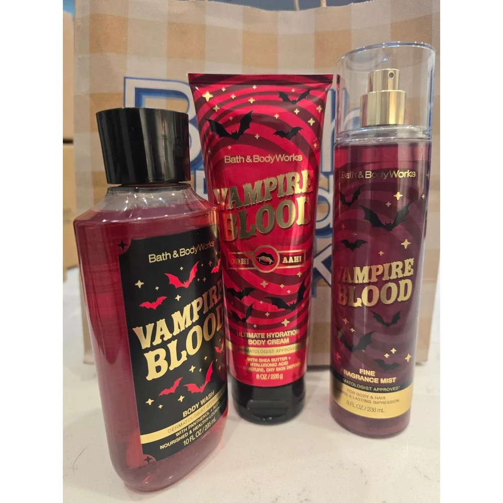 Bath & Body Works Vampire Blood 3 Piece Set Mist Cream Body Wash Halloween